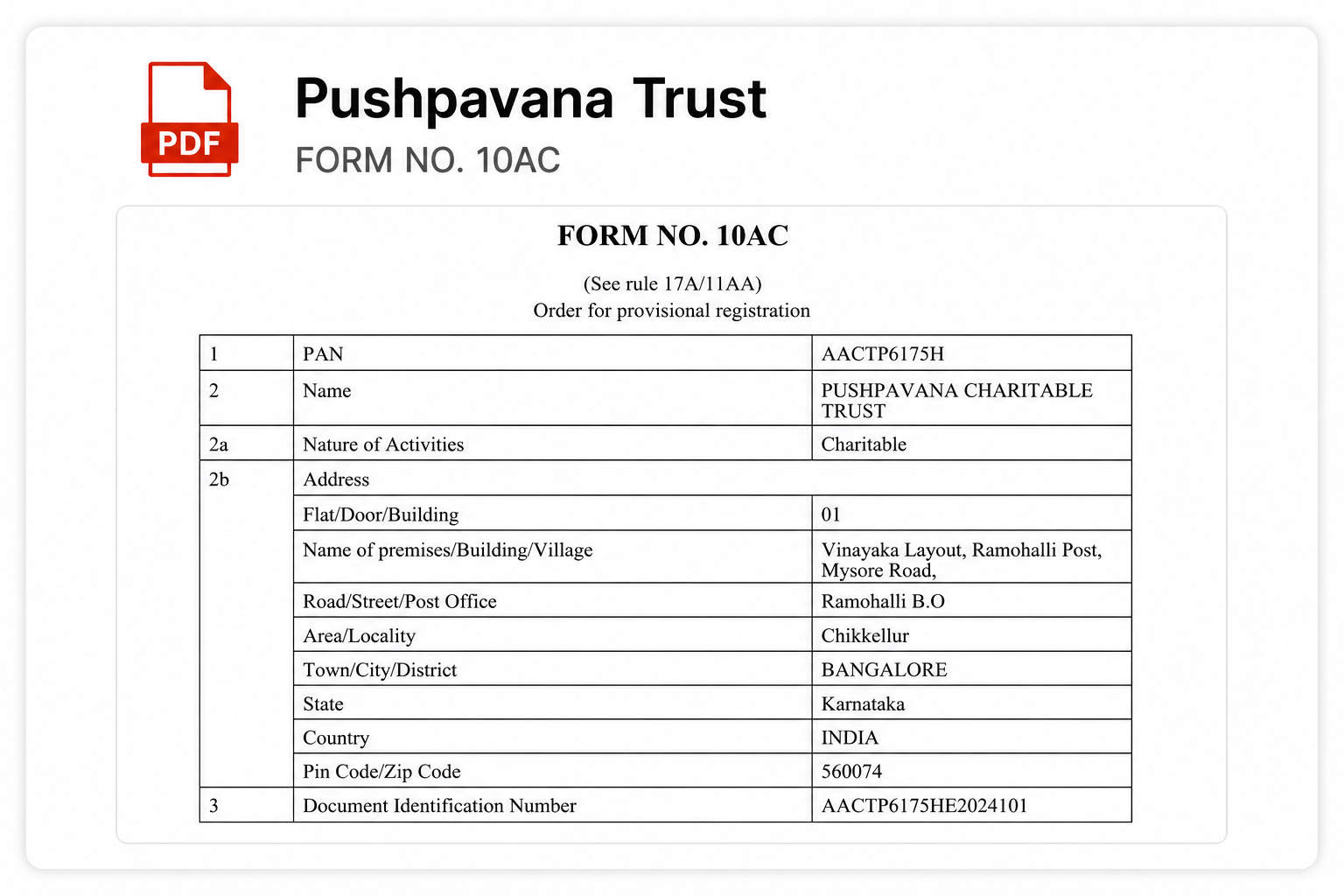 FORM NO. 10AC
